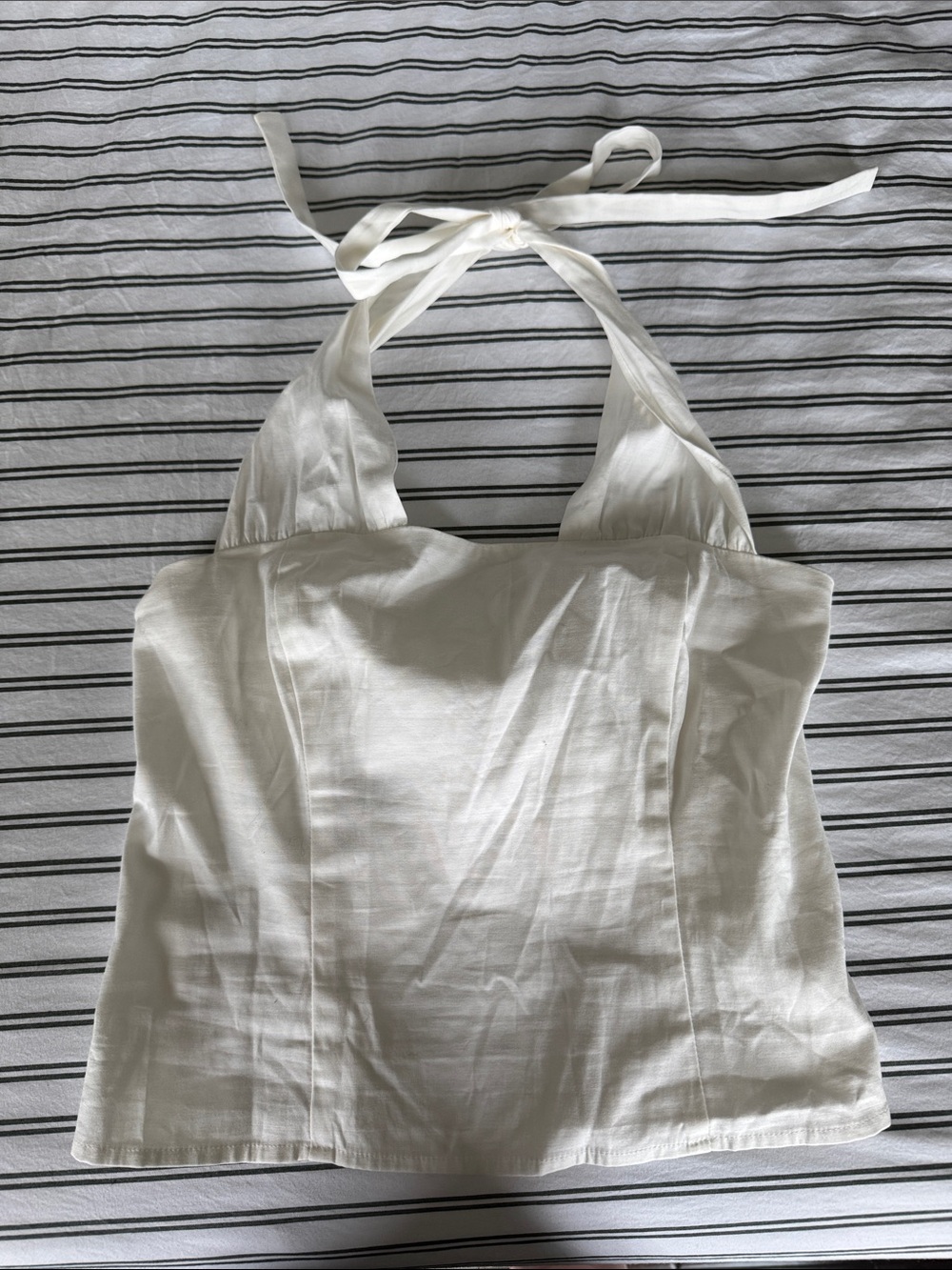 Reformation White Halter Cotton Tank Top